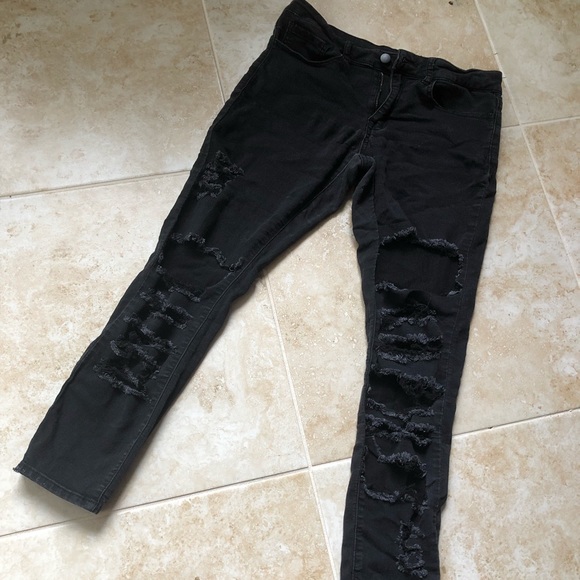 destressed black jeans